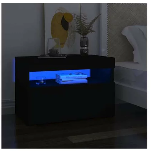  Nočna omarica z LED lučkami 2 kosa črna 60x35x40 cm iverna pl.