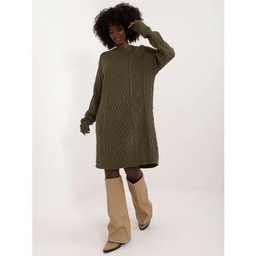 Fashion Hunters Khaki loose knitted dress