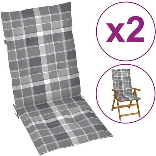 vidaXL Blazine za vrtne stole 2 kosa siv karo vzorec 120x50x3 cm Cene