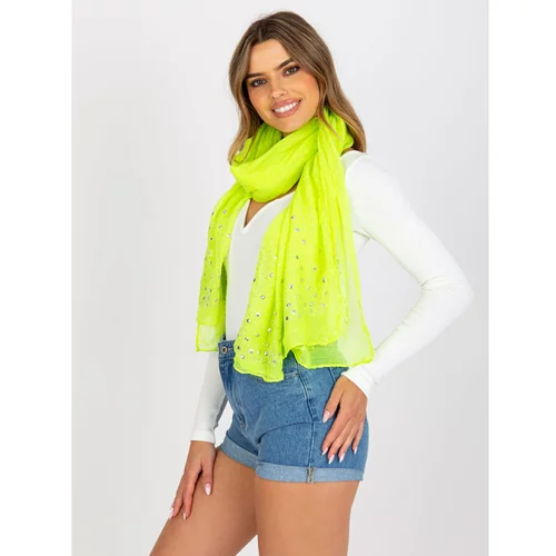 Fashion Hunters Fluo yellow airy scarf with an application of rhinestones