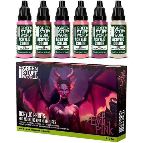 Green Stuff World Paint Set - Evil Pink | Set Akrilnih Boja x6 Cene