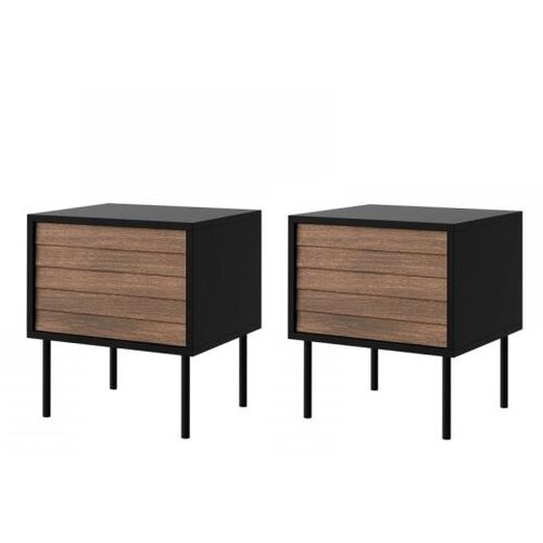  Set od 2 noćna ormarića CORTINA, 51 x 45 cm, crna/orah warnia Cene