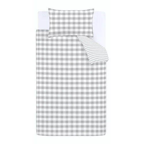 Bianca siva pamučna posteljina Check and Stripe, 135 x 200 cm