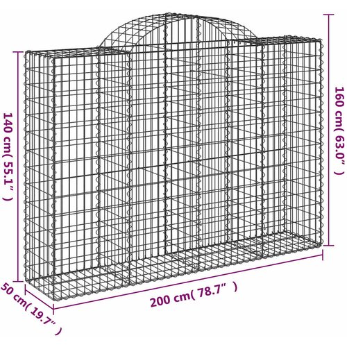  Lučne gabionske ko&amp;scaron;are 5 kom 200x50x140/160cm pocinčano željezo Slike