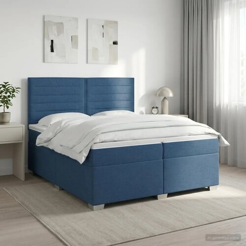  Boxspring krevet s madracem Plava 200 x 200 cm Tkanina - Plava 200 x 200 cm Dizajn linija Cijene