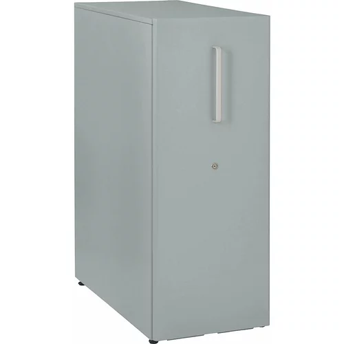BISLEY Večnamenski predalnik Tower™ 3, z vrhnjo ploščo in 1 oglasno desko, postavitev na levo, 1 polica, srebrne barve