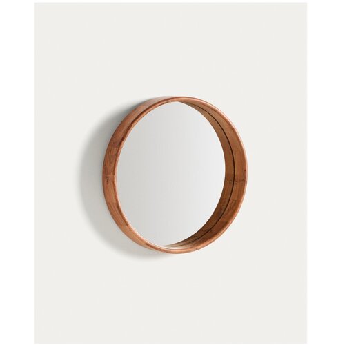 Kave Home Stensko ogledalo z lesenim okvirjem &amp;oslash; 49,5 cm Berale &amp;ndash; Slike