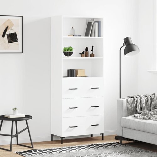 vidaXL Visoka omara bela 69,5x34x180 cm inženirski les Cene