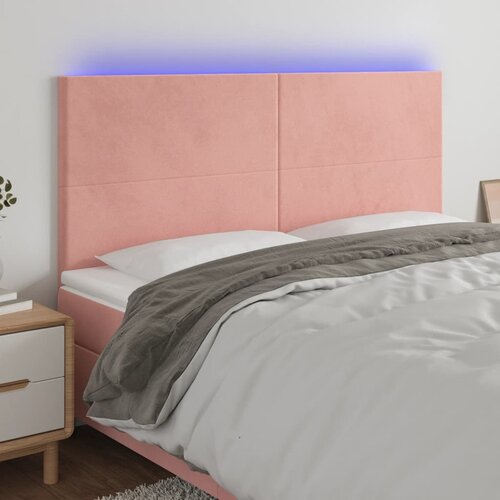The Living Store led posteljno vzglavje roza 160x5x118/128 cm žamet - led vzglavje, (21495388) Cene