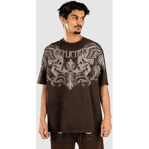 Affliction Winged Up T-shirt brown / dk.brown crystal Cene