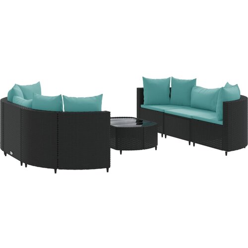 vidaXL 7-dijelni set vrtnih sofa od poliratana s jastucima crni Cijene