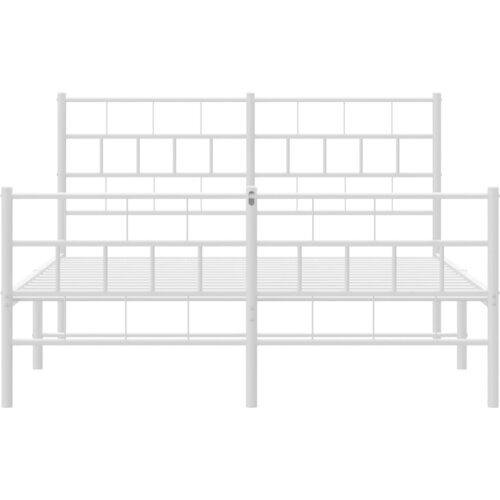  Metalni okvir kreveta uzglavlje i podnožje bijeli 160x200 cm Slike