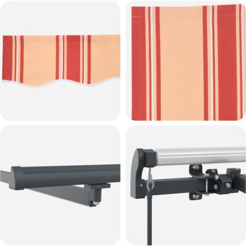 VidaXL Ručna uvlaka tende s LED svjetlima, žuta i narančasta 600x300 cm Slike
