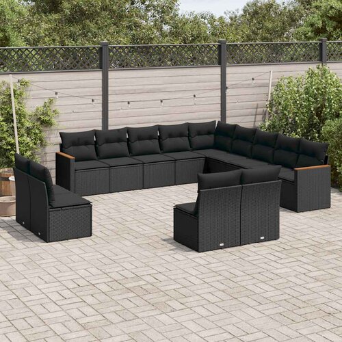  13-dijelni set vrtnih sofa s jastucima poliratan crni Cijene