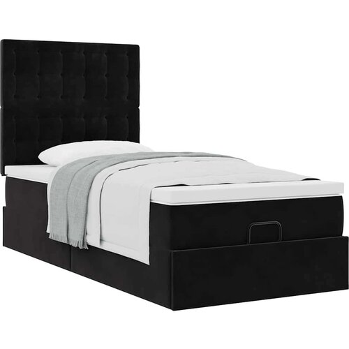VidaXL otomanski okvir kreveta s madracima crni 90x200cm bar&amp;scaron;unasti Slike
