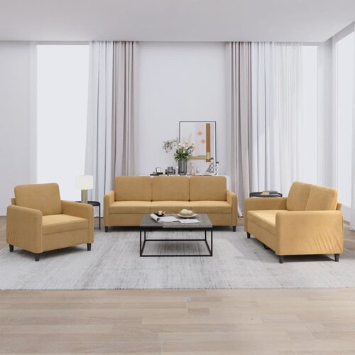 VidaXL 3-dijelni set sofa smeđi bar&amp;scaron;unasti Slike