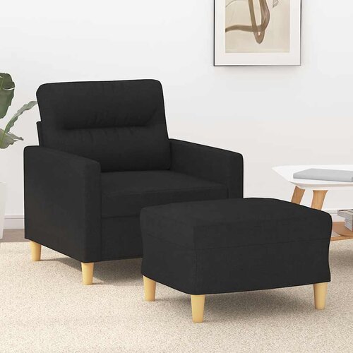  Fotelja s tabureom crna 60 cm od tkanine Cene