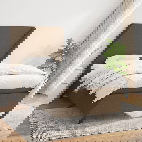  The Living Store Box spring postelja z vzmetnico temno rjava 80x200 cm blago - Box Spring Postelja, (21454282) Cene