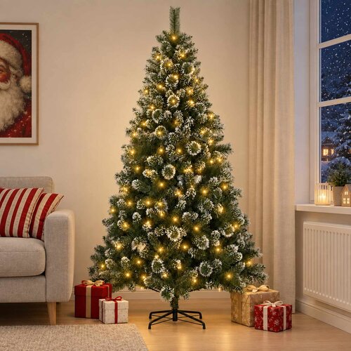  Umjetno božićno drvce s kuglicama 300 LED lampica Slike