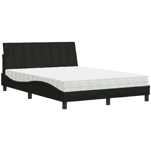 VidaXL Krevet s madracem crni 120 x 200 cm od tkanine Slike