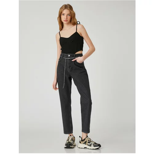 Koton Relaxed Fit Slim Leg Chained Jeans Mom Jeans