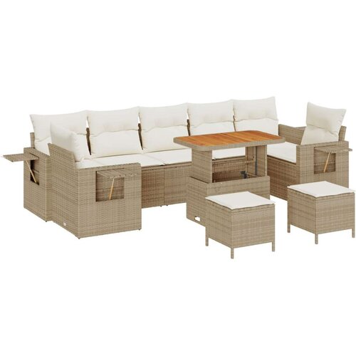  Set vrtne sofe od 10 dijelova s jastučićima bež poli ratan  set vrtne blagovaonice od 3 dijela s jastučićima bež poli ratan Cijene