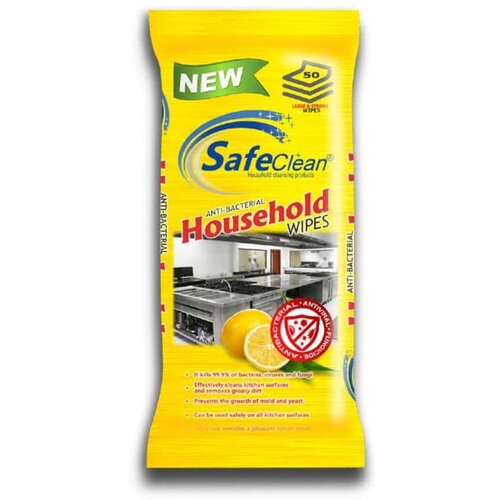 SafeClean Antibakterijski vlažni robčki za gospodinjstvo 50 kos z vonjem limone Cene