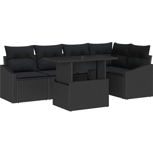  Sjedeća garnitura za vrt 6 kom. Crna poliratan 233.5 x 123.5 x 85 cm Slike