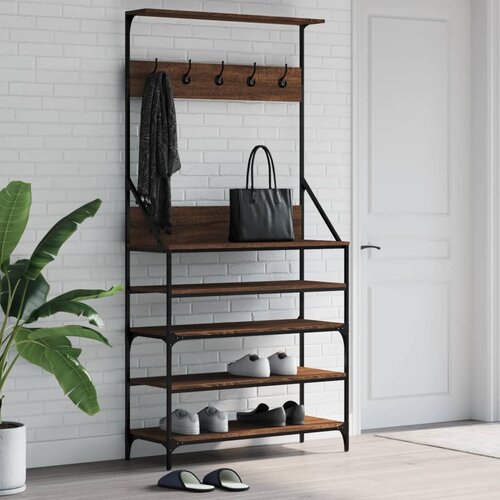 vidaXL Regal za oblačila s prostorom za čevlje rjav hrast 90x34x184 cm Cene