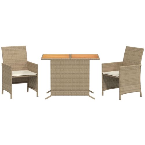 VidaXL 3-dijelni bistro set s jastucima bež od poliratana Slike