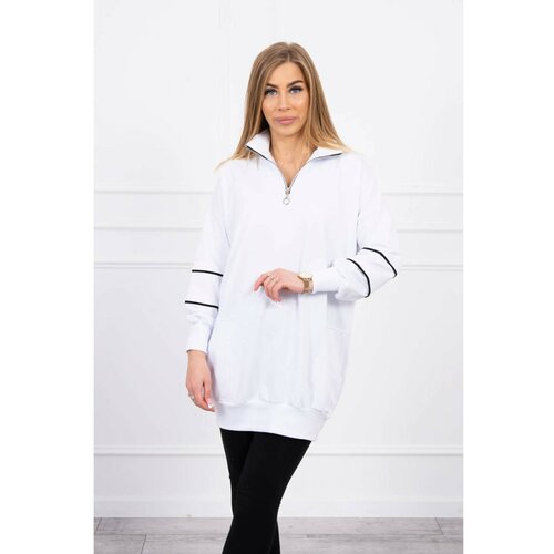 Kesi Sweatshirt with zipper and pockets white Slike