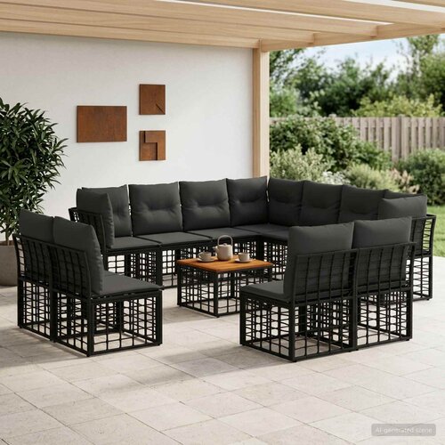 Set vanjskih sofa 12 pcs Crna i tamno siva Poliester Cijene