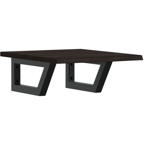 Zidna polica za umivaonik od čelika i masivne hrastovine Smeđa 40 x 50 x 2 cm Slike