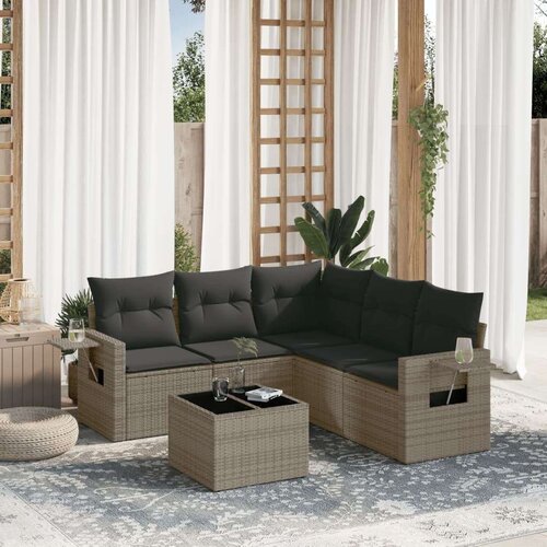 VidaXL 6-dijelni set vrtnih sofa od poliratana s jastucima sivi Slike