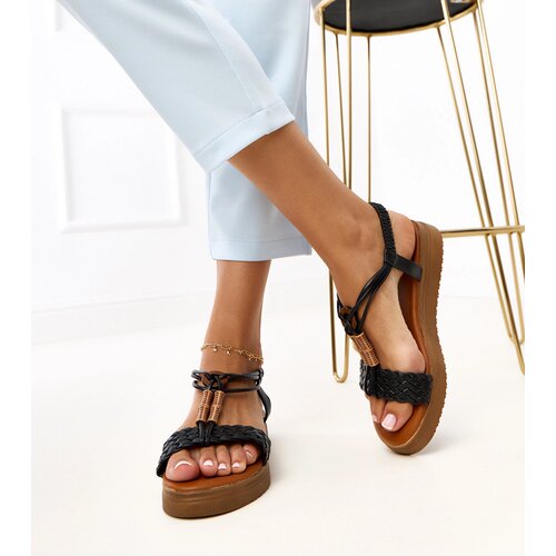 Gemre Black sandals with braided strap Keraya Cene