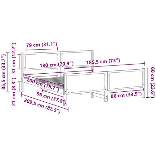  Okvir za krevet s uzglavljem Crna 180 x 200 cm tkanina Slike