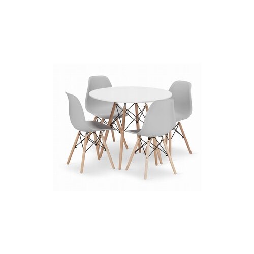 BOLZZ TORINO OKRUGLI STO 80 cm WHITE + Milano set 4 stolice SVETLO SIVA BOLTORTBLWHIT + PC-005 LG Cene