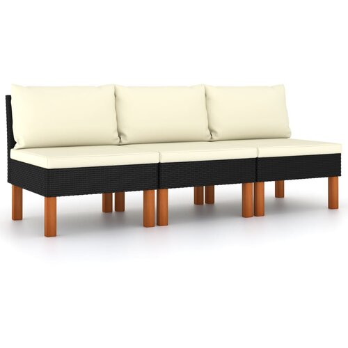 Maison Chic Sredinski kavč - Sofa - Kanapei 3 kosi poli ratan in trden evkaliptusov les, (21727840) Cene