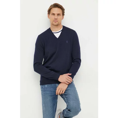 Polo Ralph Lauren Volnen pulover moški, mornarsko modra barva