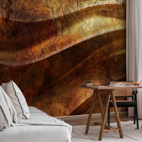  Foto tapeta - Liquid gold - abstract wavy composition with leaf patterns 450x315 Slike
