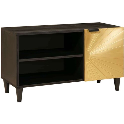 vidaXL TV ormar Crna i zlatna 80 x 33 x 46 cm masivno drvo manga Cene