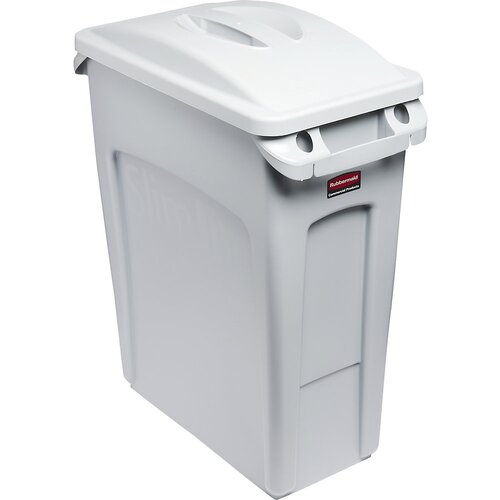 Rubbermaid Zbiralnik surovin SLIM JIM®, prostornina 60 l, pokrov z vgrajenim ročajem, sive barve Cene