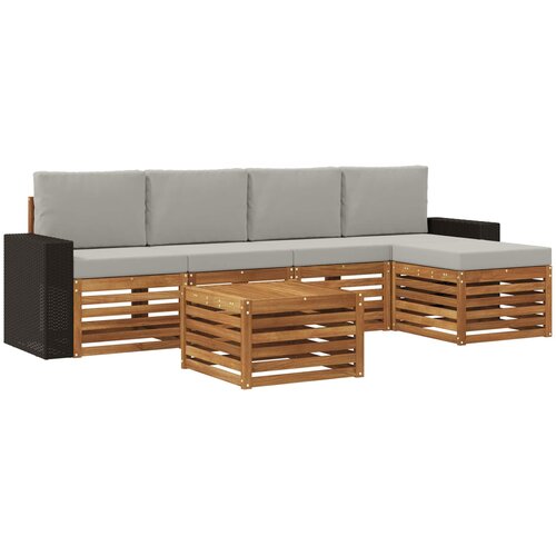 Set vanjskih sofa 6 kom. Prirodna i svjetlosiva Slike