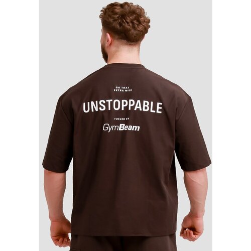GymBeam Mu&amp;scaron;ka oversized majica Unstoppable Brown Slike