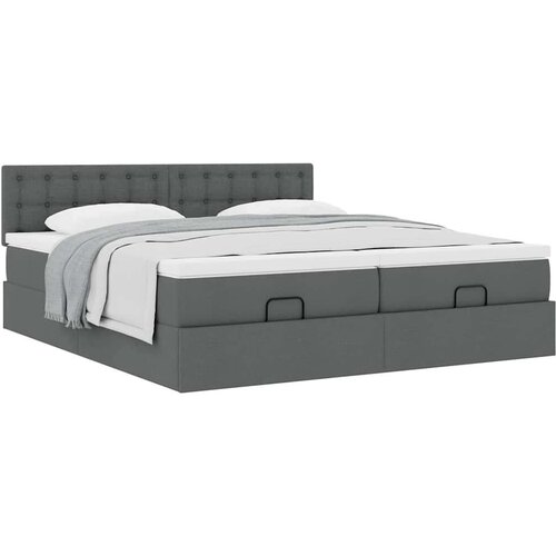VidaXL otomanski okvir kreveta s madracima tamnosivi 200x200cm tkanine Slike