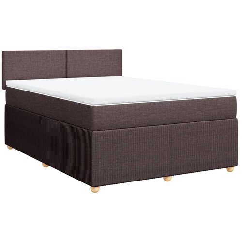 VidaXL Krevet s oprugama i madracem tamnosmeđi 140x200 cm tkanina Slike