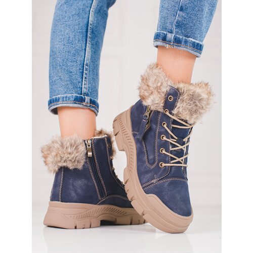 SHELOVET Blue women&amp;#039;s trappers with Fur Slike