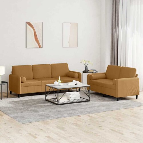  2-dijelni set sofa s jastucima smeđi bar&scaron;unasti Cijene