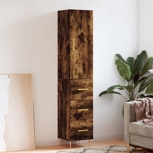 VidaXL Visoka omara dimljeni hrast 34,5x34x180 cm inženirski les Slike