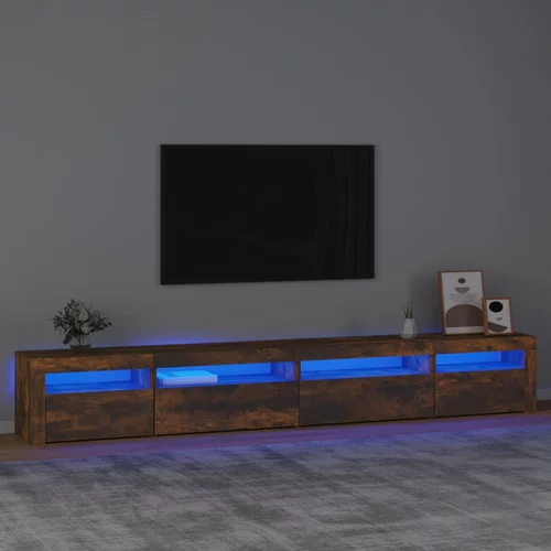 vidaXL TV omarica z LED lučkami dimljeni hrast 270x35x40 cm